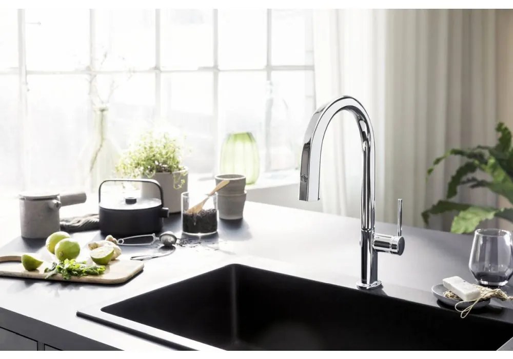Baterie chiuveta bucatarie crom lucios cu filtru de apa Hansgrohe Aqittura M91 76800000 Crom lucios