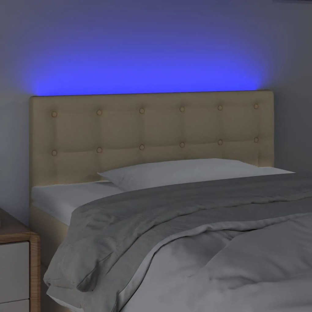 Tablie de pat cu LED, crem, 80x5x78 88 cm, textil 1, Crem, 80 x 5 x 78 88 cm