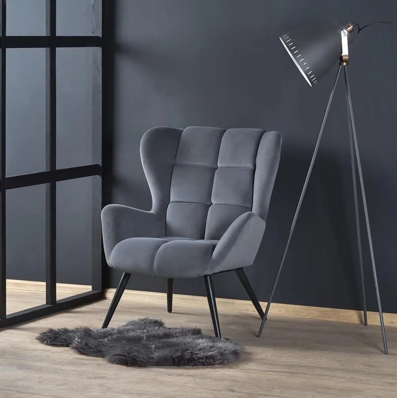Fotoliu Tyrion velvet gri H91 cm