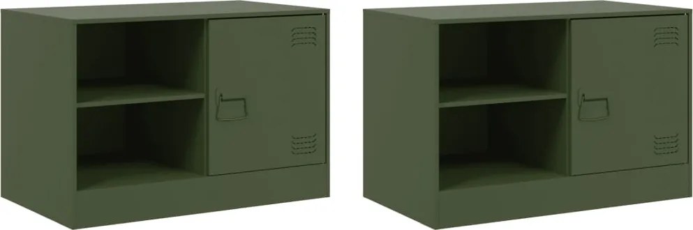 vidaXL Dulapuri TV 2 buc., verde măslină, 67x39x44 cm Otel