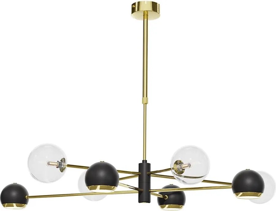 Jupiter 1973 - Lustră pe tijă MOKA 4xGU10/10W/230V + 4xG9/10W/230V auriu/negru/transparent