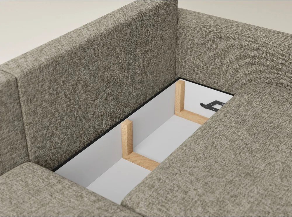 Colțar maro extensibil/cu spațiu de depozitare cu tapițerie din chenille (cu colț pe partea stângă/cu șezlong) Leon – Maison de Rêve