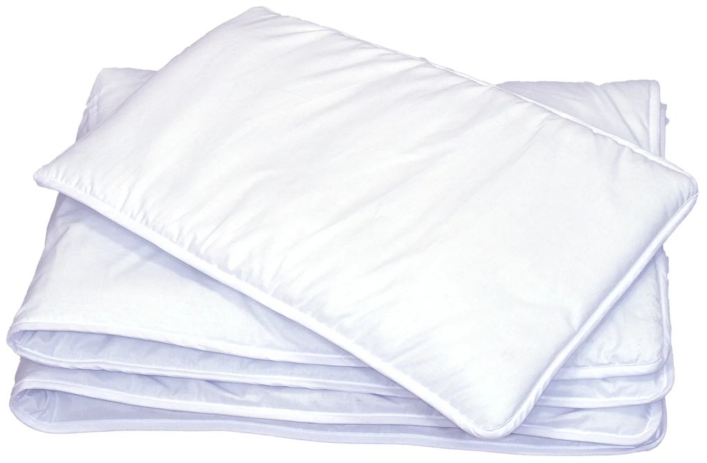 Set pilota 135 x 100 cm si perna 40 x 60 cm pentru copii, bumbac satin premium si umplutura hipoalergenica BabySoft, Alb