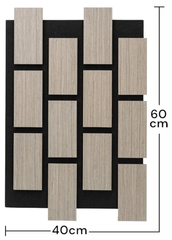 Panou riflaj acustic decorativ, MDF si pasla, AC16, 60x40x2.1cm, Gri