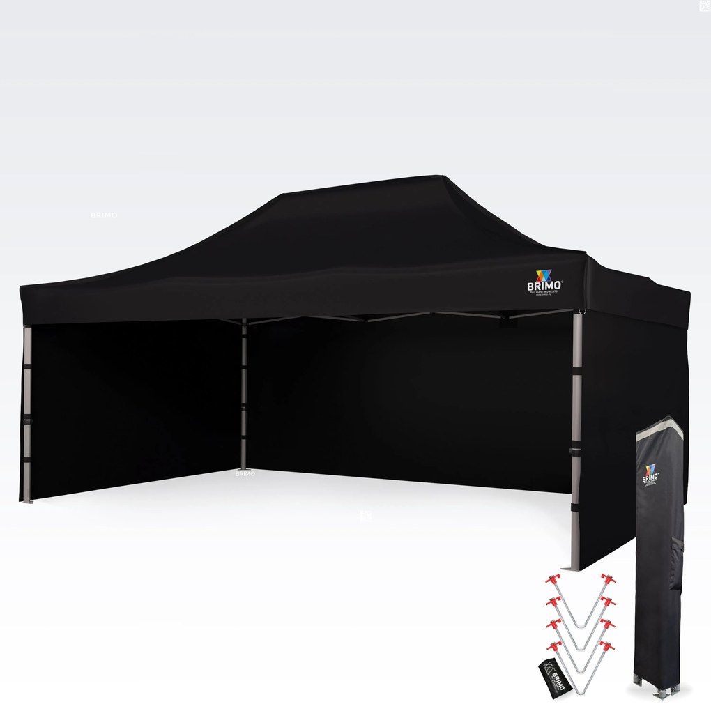 Cort evenimente pliabil 4x6m - cu 3 pereți - Negru