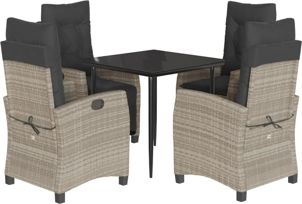 vidaXL Set mobilier de grădină cu perne, 5 piese gri deschis poliratan