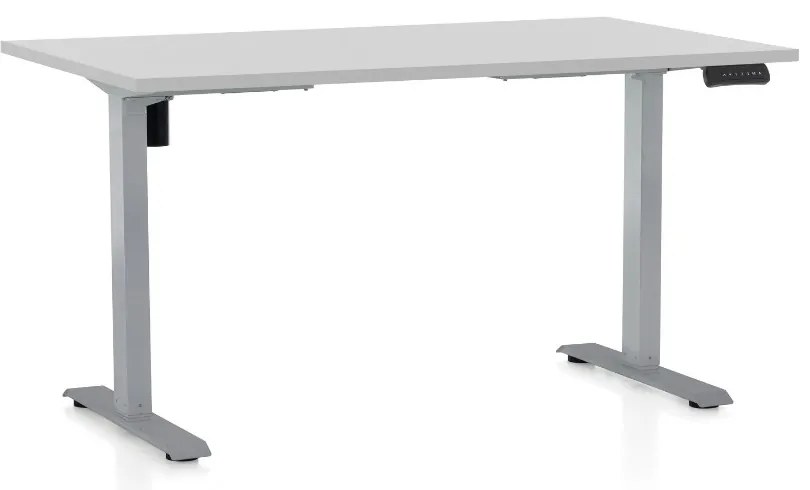 Masa inaltime reglabila OfficeTech B, 120 x 80 cm, bază gri, gri deschis