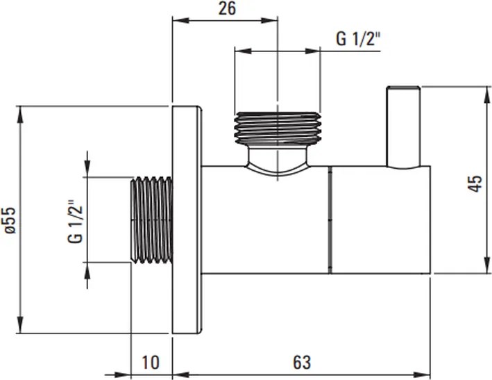Robinet coltar rotund Deante 1 2   - 1 2   crom lucios