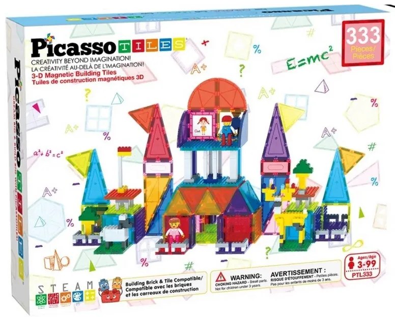Set cuburi de construcție magnetic PicassoTiles 333 piese
