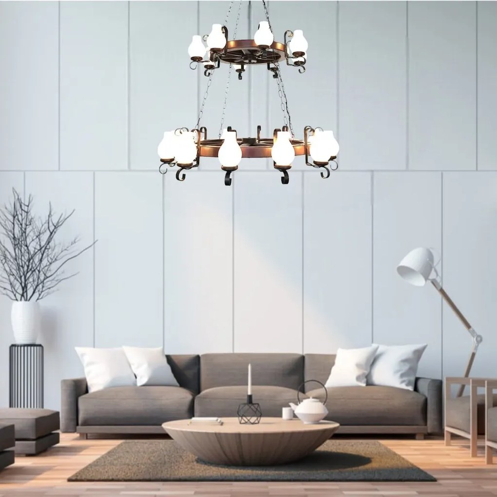 Candelabru rustic fabricat manual din lemn Roata 20L