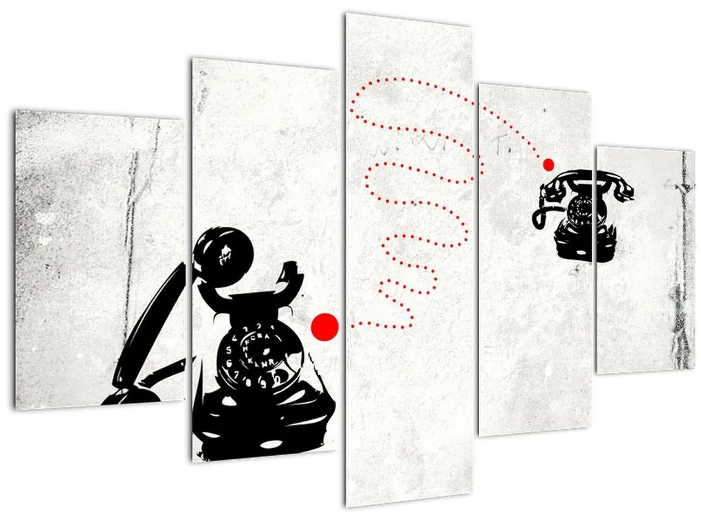 Tablou - Desen de telefon în stilul lui Banksy (150x105 cm)