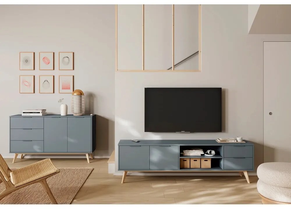 Comodă TV verde prăfuit 180x53x40 cm Pisco – Marckeric