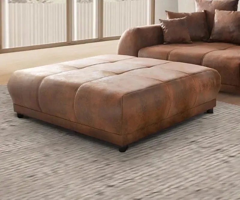 Canapea extensibilă dumonde cu 2 lăzi de depozitare si sezut confortabil din spuma high-density, Verona Madagaskar Brown 310x100 cm cu taburet inclus