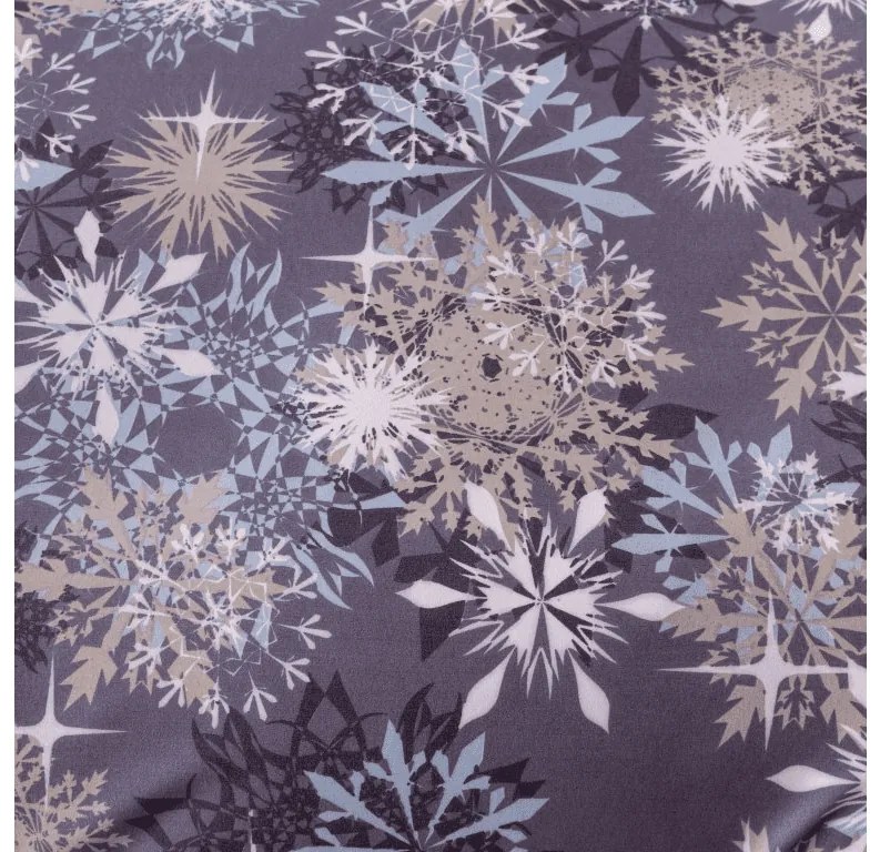 Set 2 bucati lenjerie din microfibra SNOWFLAKE albastru-gri + cearsaf Jersey 180x200cm alb, pat dublu
