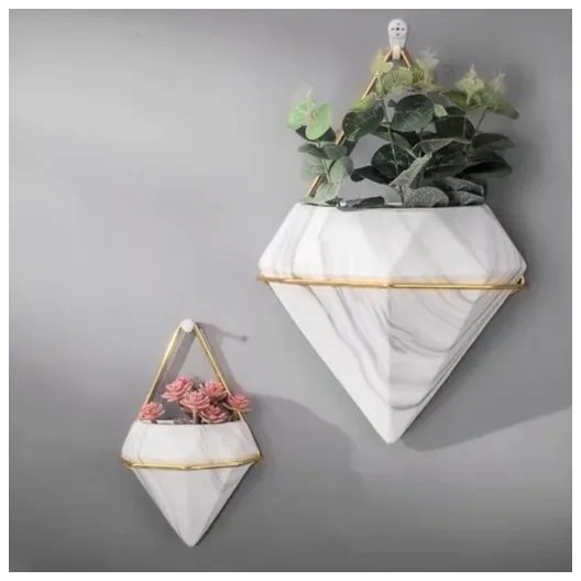 SET 2x ghiveci de flori de perete SEMELA 23x20 cm auriu