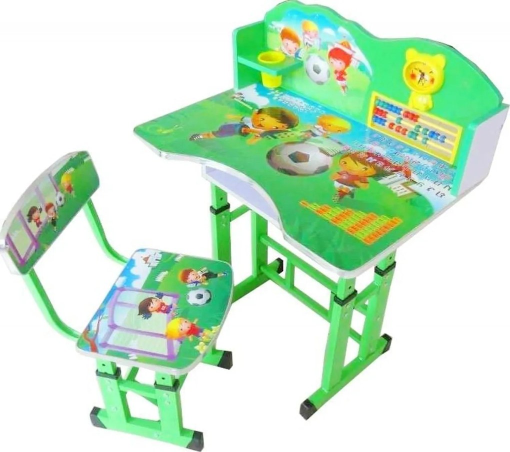 Birou copii din MDF cu jucarii interactive Novokids™ My first desk, dimensiuni 68X43X65, cadru metalic, masuta copii,Verde