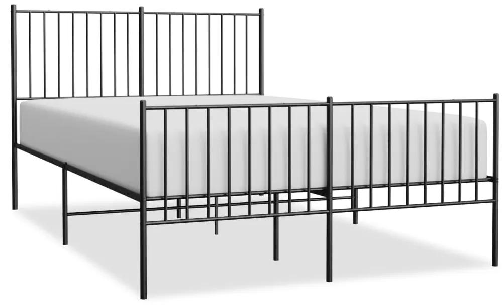 350881 vidaXL Cadru pat metalic cu tăblie de cap/picioare, negru, 135x190 cm