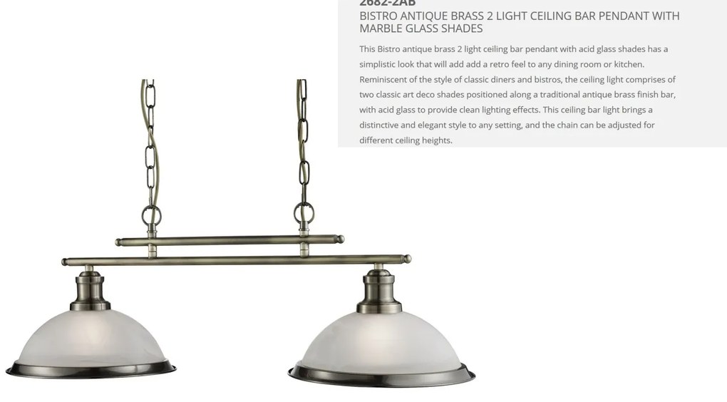Lustra suspendata design clasic Bistro 2L alama antique 2682-2AB SRT