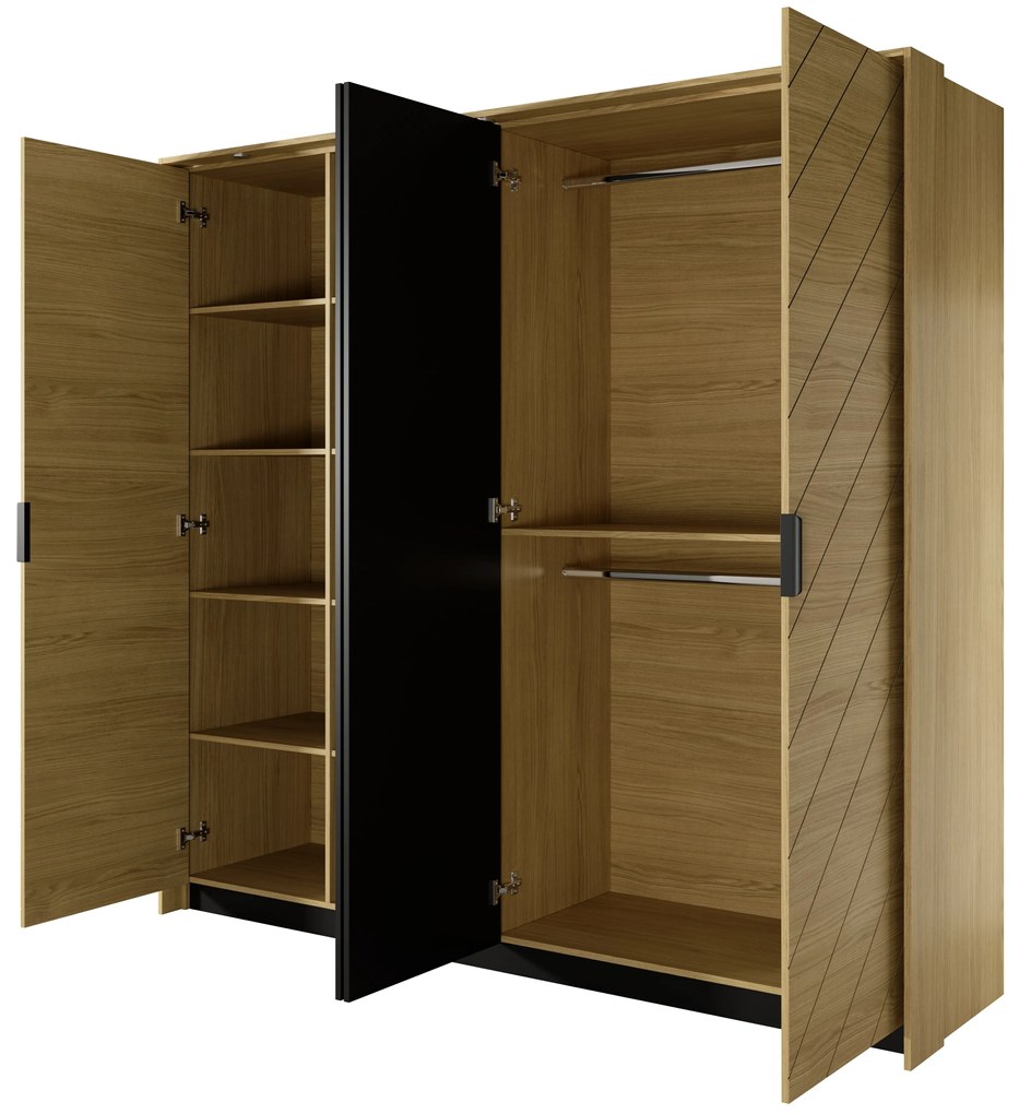 Dulap de haine Versaccio 220 (Stejar scandi + Negru). 1071402