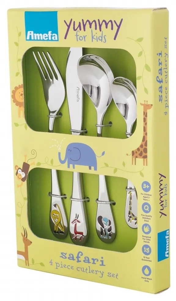 Set tacamuri pentru copii, 4 piese, Amefa, Safari, inox