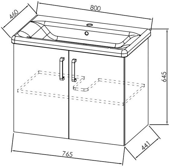 Set mobilier baie (masca cu 2 usi si lavoar) Kolpa San Evelin 80x46xH64 cm, antracit
