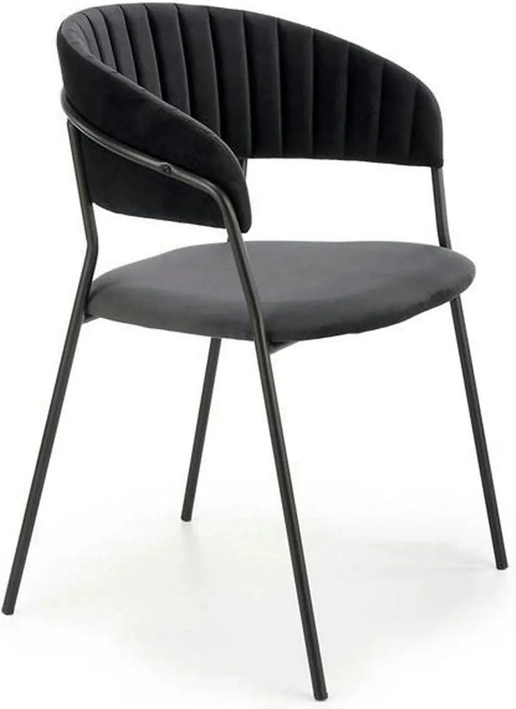 Scaun K426, negru, stofa catifelata/metal, 57x54x79 cm