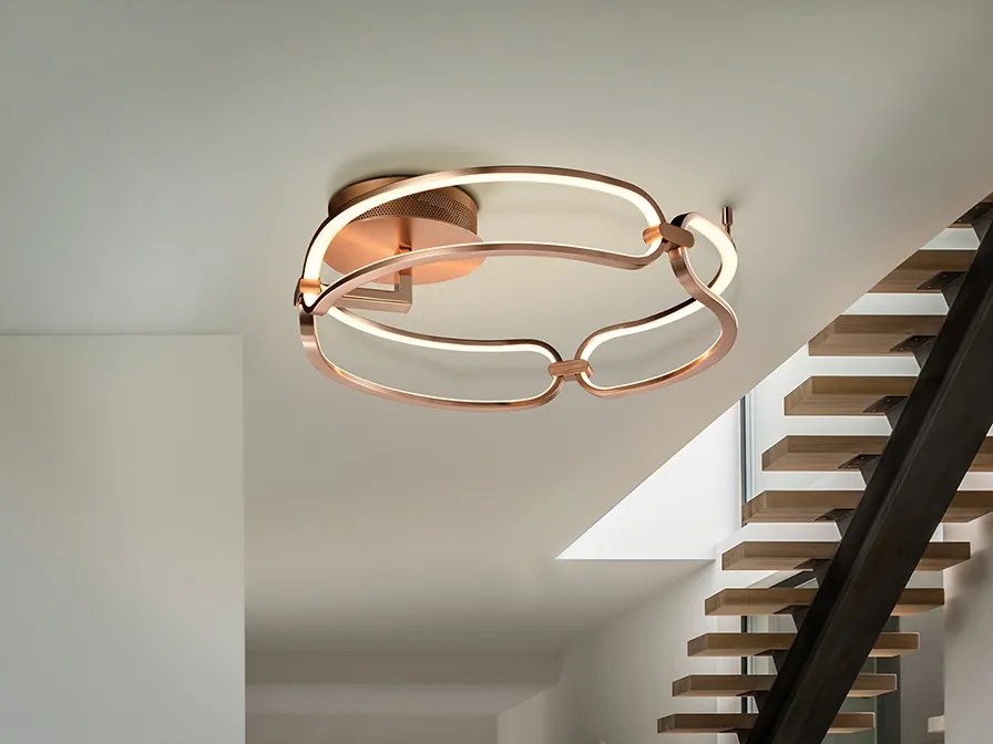 Lustra LED aplicata design ultra-modern 47cm Colette auriu roze