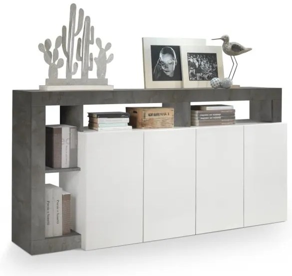 Comodă LENOR albă/antracit