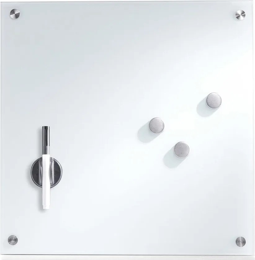 Tabla magnetica Zeller, Sticla, 40x40 cm, Alb - biały