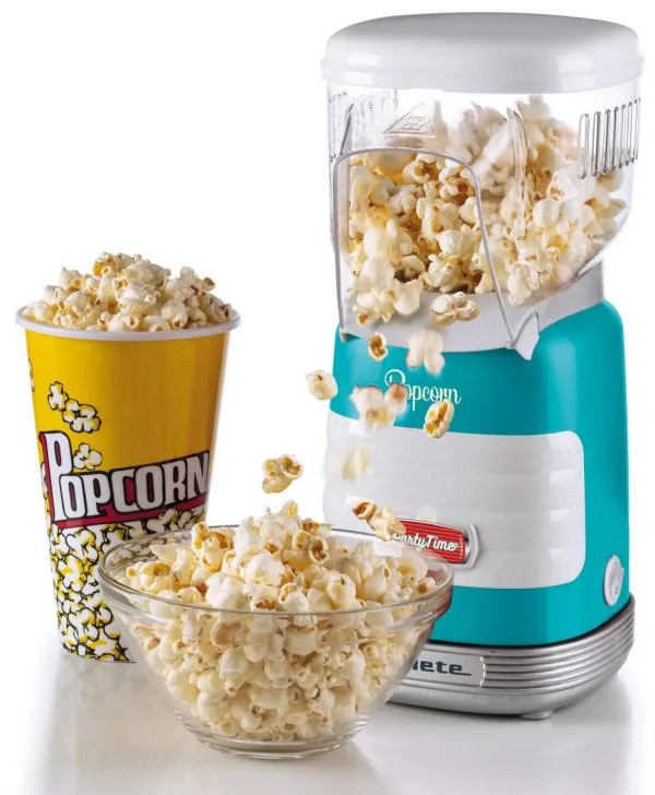 Aparat preparare popcorn cu aer cald Ariete PARTY TIME 2956/01, 1100W, Dozator, Turcoaz