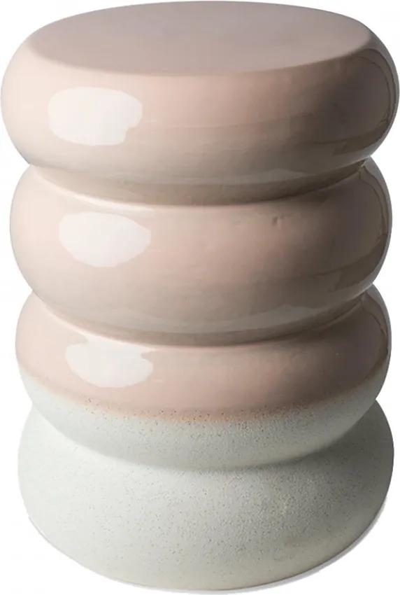 Taburet rotund alb/roz din ceramica 34 cm Chubby Pols Potten