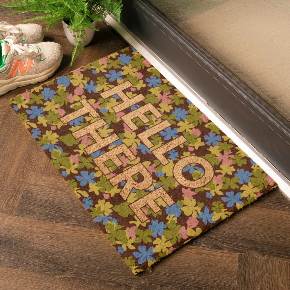 Covoraș de intrare din fibre de nucă de cocos 40x60 cm Hello There – Artsy Doormats