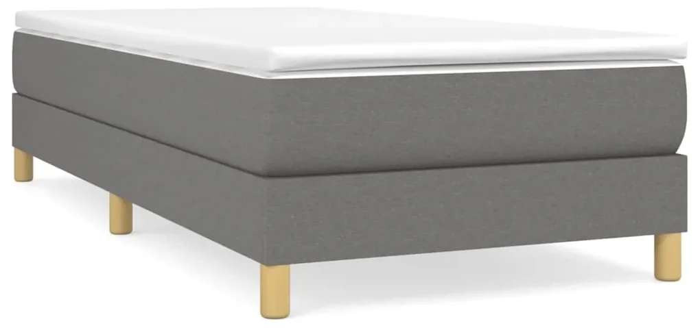 3144144 vidaXL Pat box spring cu saltea, gri închis, 90x200 cm, textil