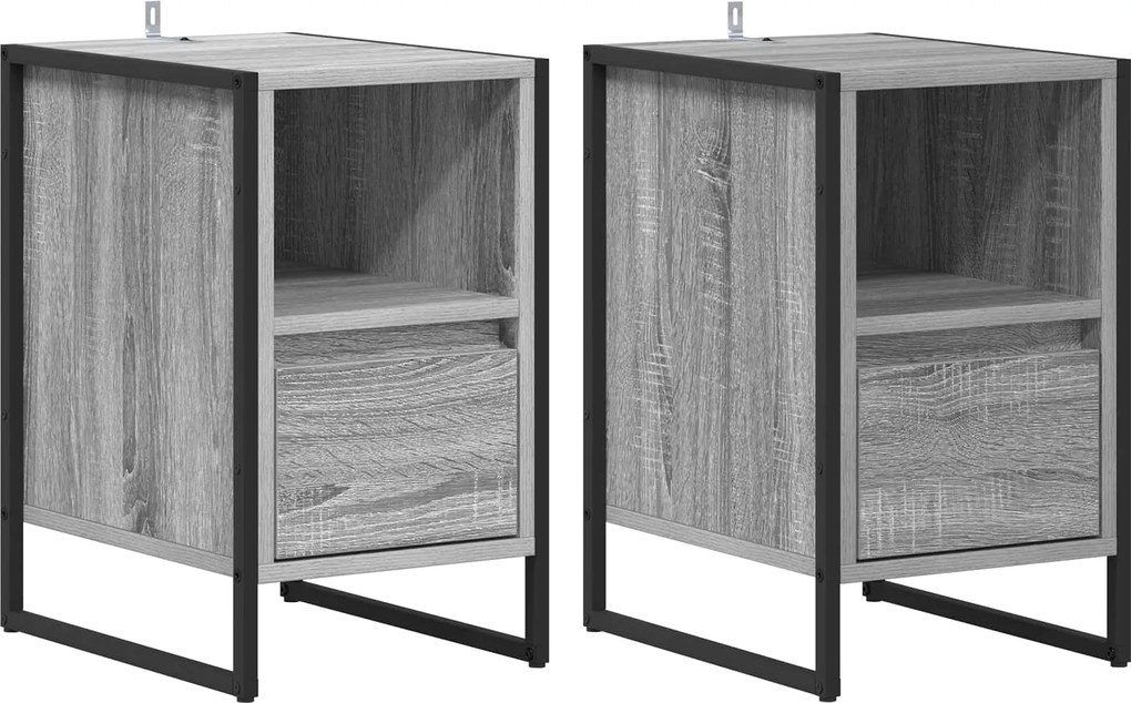 vidaXL Noptieră 2 pcs Gri Sonoma 39,5 x 30 x 50 cm Lemn compozit