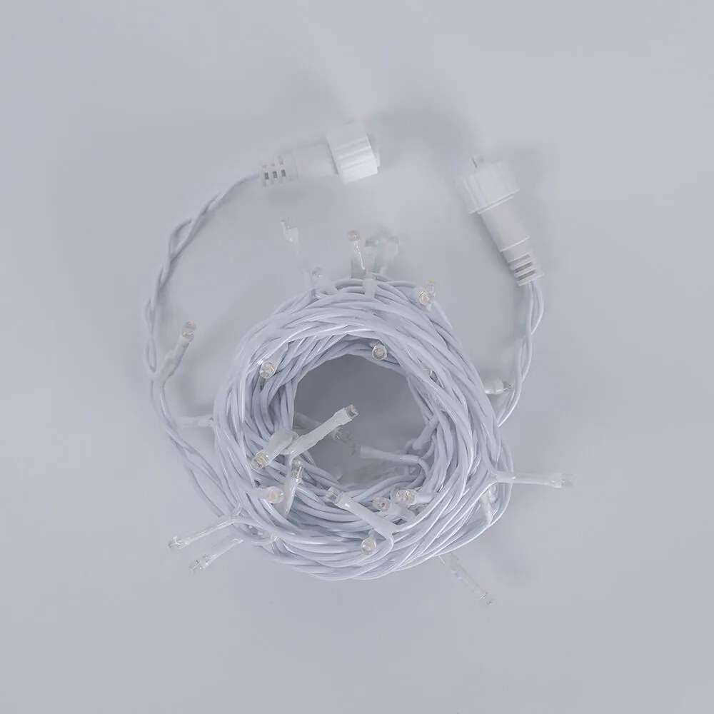 Sir luminos 50 leduri, 5m, lumina calda, IP44, cablu alb, 3W/set, Braytron