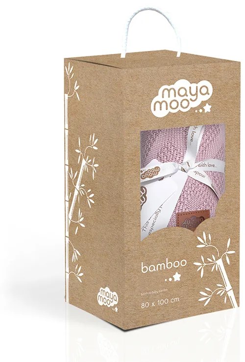 Patura pentru copii tesatura din fibra de bambus Culoare Roz Pudra, MAYA MOO DESIGN 04