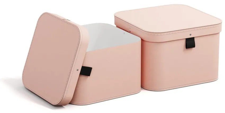 Cutii de depozitare roz 2 buc. din carton cu capac 28,5x28,5x19,5 cm Ludvig Paper Laminate – Bigso