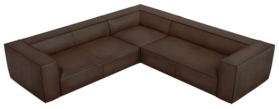 Colțar maro închis cu tapițerie din piele (cu șezlong variabil) Madame – Windsor &amp; Co Sofas