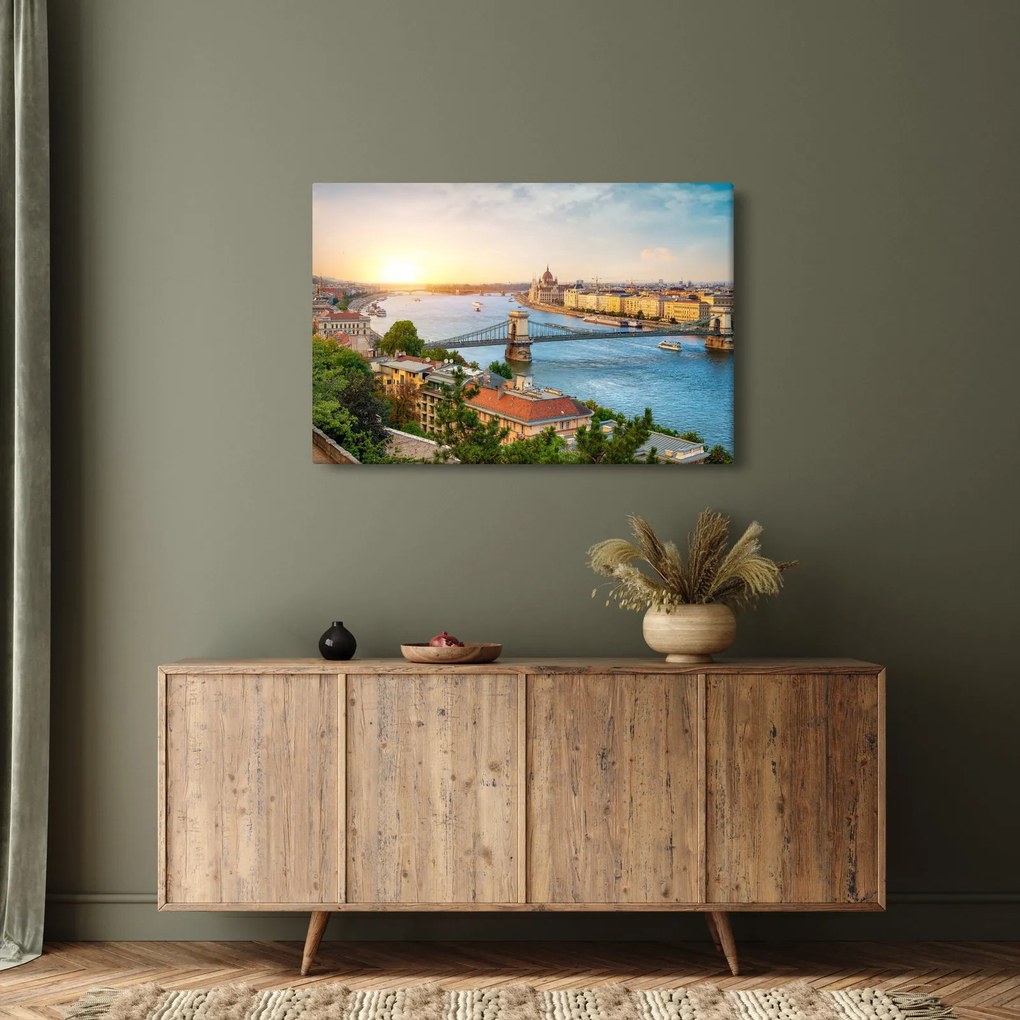 Tablou cu orașul Budapesta și râu (90x60 cm)
