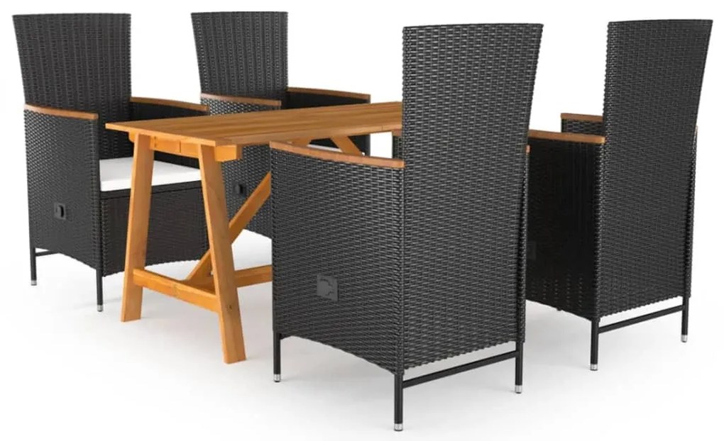 vidaXL Set de masă pentru grădină, 5 piese, negru