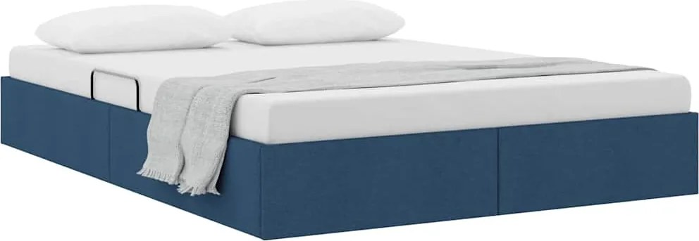 vidaXL Pat cu storage cu headboard albastru 140 x 190 cm țesătură