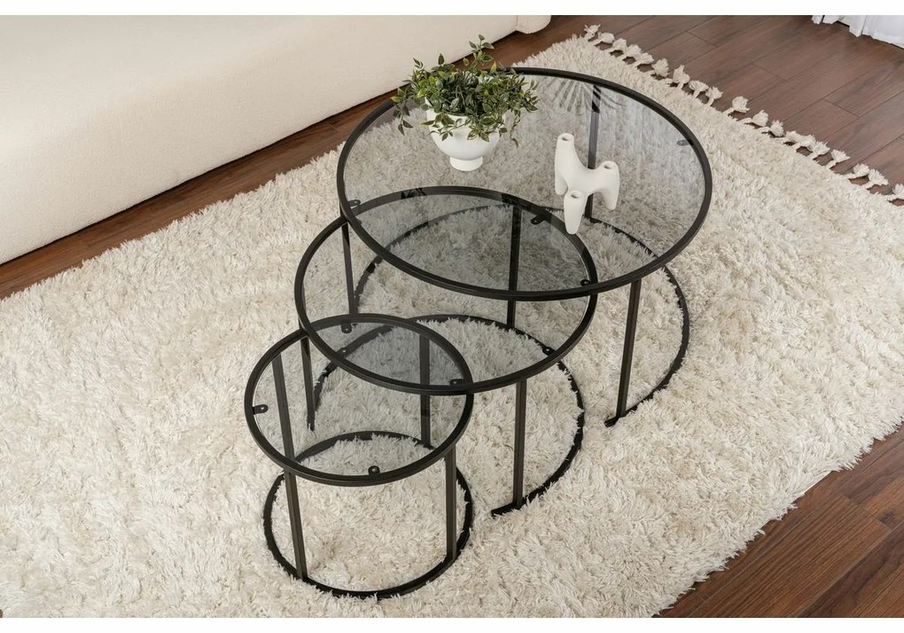 Set de măsuțe de cafea Aurum Black and Grey80 cm, 3 buc.