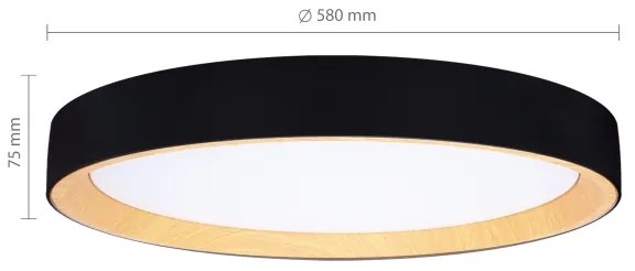 Brilagi - Plafonieră LED dimabilă LARIOS, 72 W, 230 V, neagră, Ø 59 cm + telecomandă