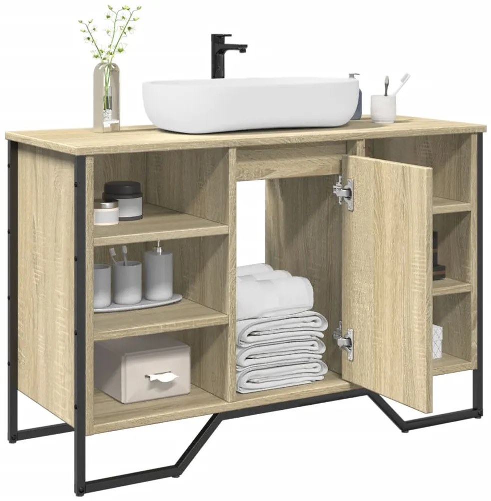 vidaXL Dulap chiuvetă baie, stejar sonoma, 91x35x60 cm, lemn prelucrat