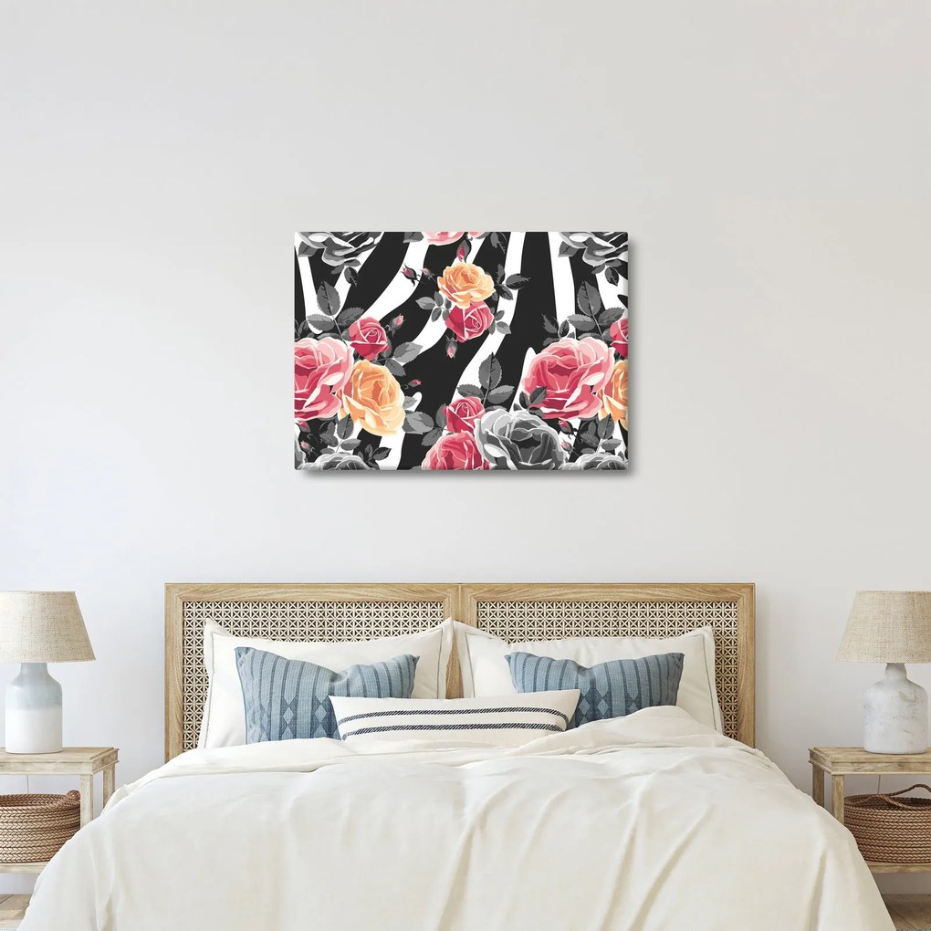Tablou cu trandafiri înfloriți (70x50 cm)