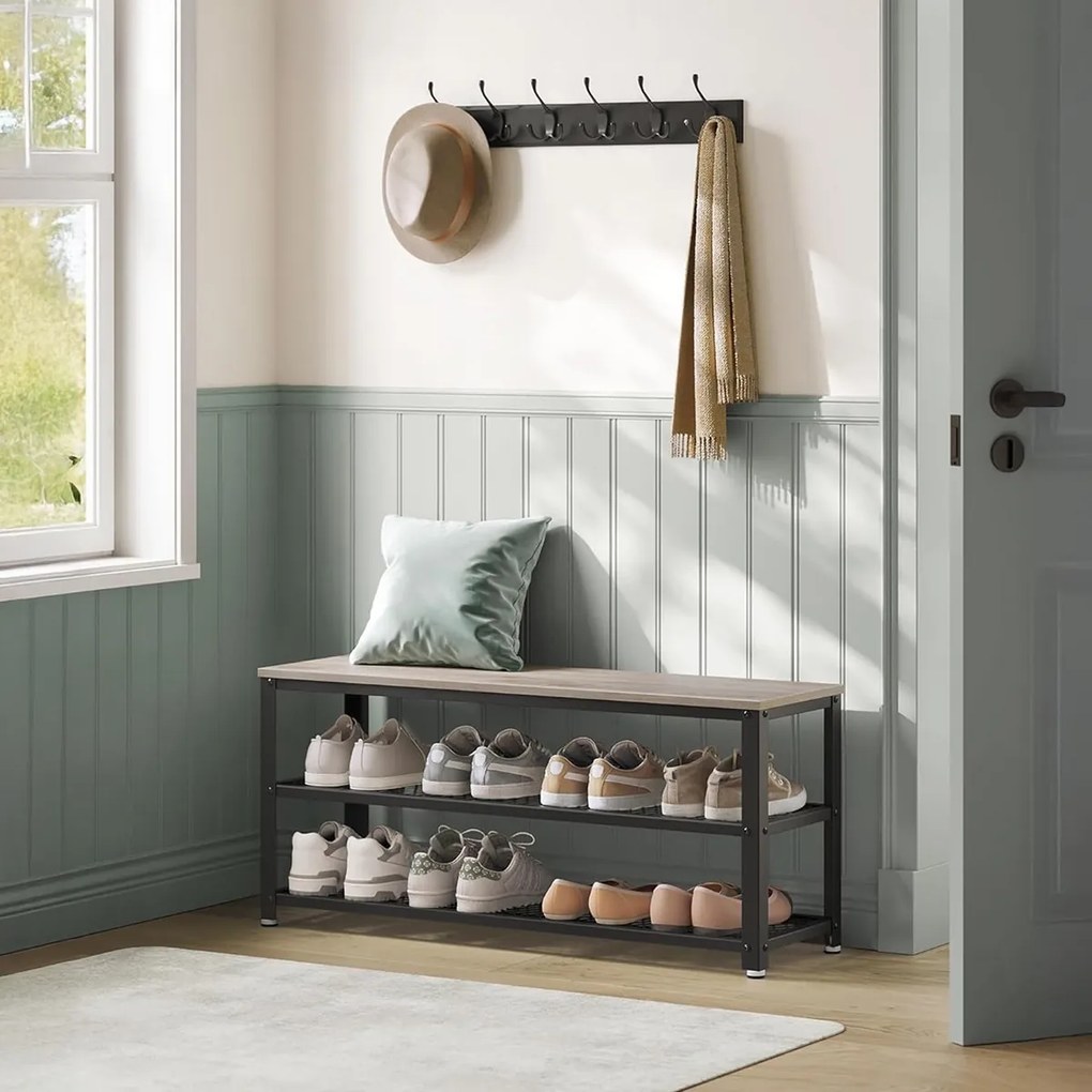 Raft pentru pantofi E1078 GREY, gri, 2 etaje