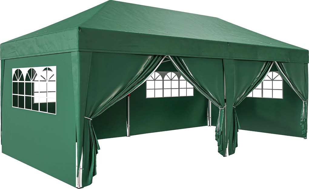 Outsunny Pavilion aprox. 6x3 m Stabil Rezistent la iarnă Pop-up Pavilon pliabil cu fereastră Ușă cu fermoar Panouri laterale Protecție UV | Aosom Romania