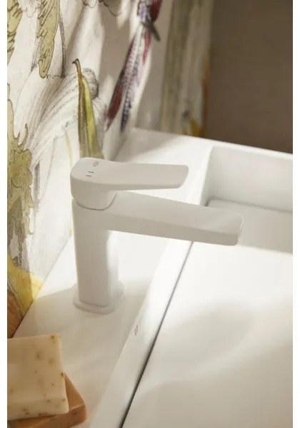 KFA Armatura 4522-815-44 - Baterie pentru lavoar MALAGA 15,9 cm, albă, cu ventil de scurgere click-clack