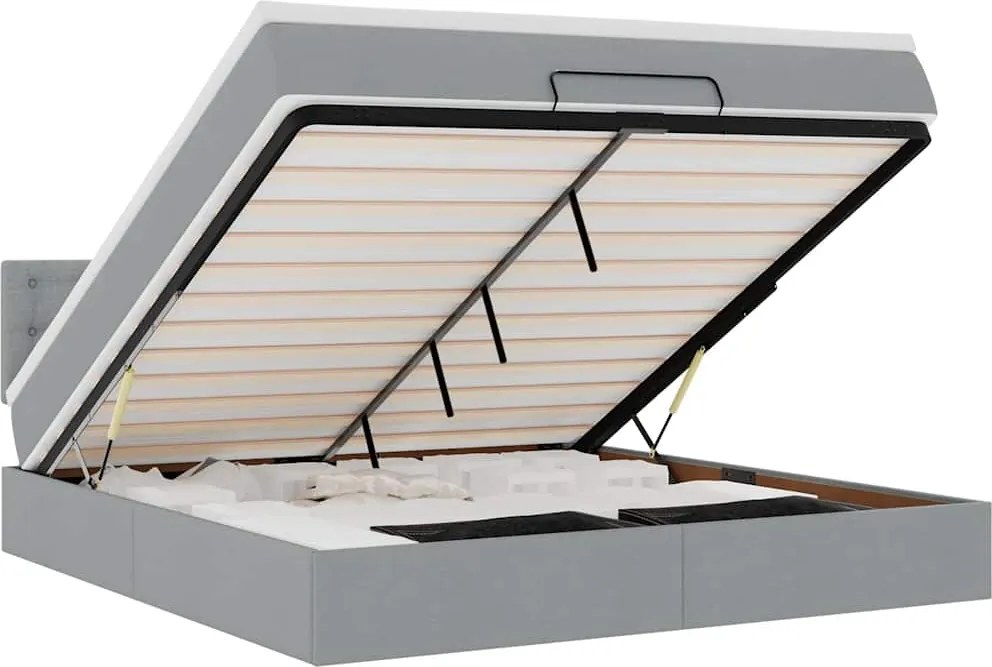 vidaXL Cadru pat otoman cu saltea țesătură gri deschis 180x200cm