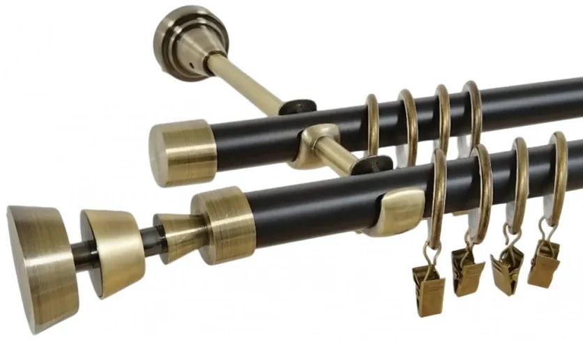 Galerie dubla duo AFINA 19/19 mm negru aur antic (Alege marime: 200 cm)